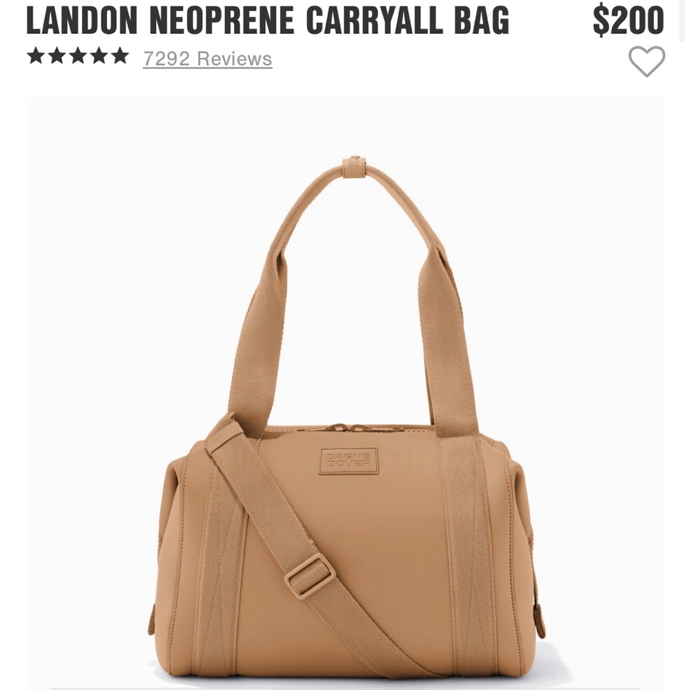 Dagne Dover Landon Camel Neoprene Carryall Bag, Medium